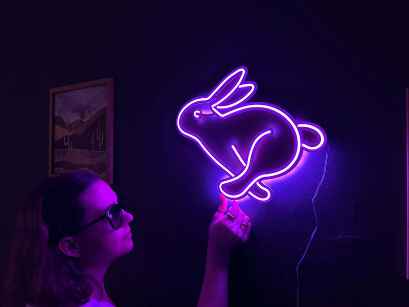 Rabbit Neon Metal Sign