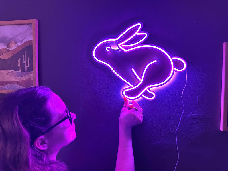 Rabbit Neon Metal Sign