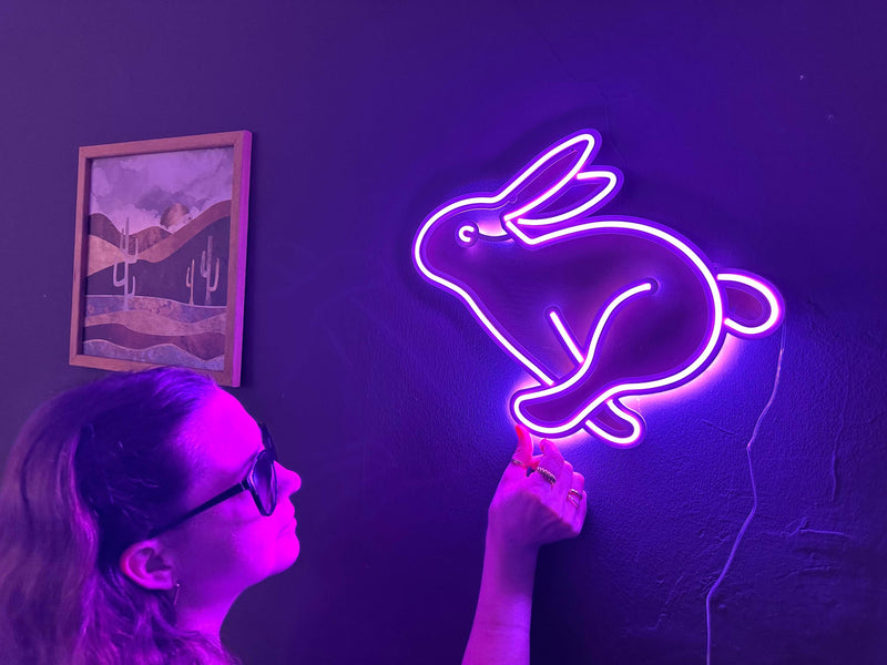 Rabbit Neon Metal Sign