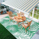 Outdoor Rug 8'x10' Waterproof for Patios Clearance, Reversible Outdoor Plastic Straw Rug Camping Carpet, Outside Floor Mats Large Area Rugs for RV,Patio,Deck,Porch, Beach,Balcony,Green&White by GreenHaven Gardens