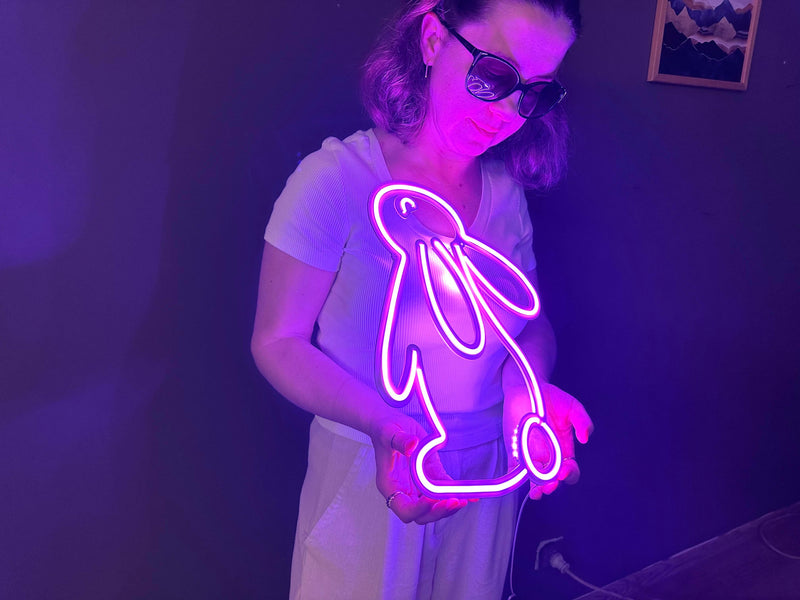 Rabbit 2 Neon Metal Sign