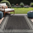 Beverly Rug Large Outdoor Rug 9x12 Modern Bordered Area Rugs for Indoor and Outdoor Patio Deck Porch Garden Waterproof Weather Sun Resistant Washable Outside Carpet (9 x 12 Dark Gray) by CozyNest Decor