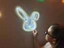 Rabbit 3 Neon Metal Sign