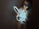 Rabbit 3 Neon Metal Sign