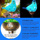 Decorative Solar Lights, Outdoor Solar Bird Stake Lights, Hand Blown Glass Decorative Garden Pathway Lights Outdoor Waterproof Glass Stakes (Light Blue) by CozyNest Decor