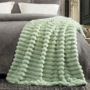 Cozy Bliss Faux Fur Throw Blanket for Couch, Cozy Warm Plush Striped Blanket for Sofa Bedroom Living Room, 50 * 60 Inches Sage Green by CozyNest Decor