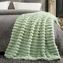 Cozy Bliss Faux Fur Throw Blanket for Couch, Cozy Warm Plush Striped Blanket for Sofa Bedroom Living Room, 60 * 80 Inches Sage Green by CozyNest Decor