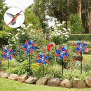 Hausse 10 Pack Reflective Pinwheels Patriotic Decorations, American Flag on Stick Wind Spinner with Stake for Independence Day, Memorial Day July of 4th Party Supplies, Scare Birds Repellent Devices by CozyNest Decor