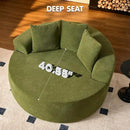 ovios 58" Oversized Round Chair Lounge Chaise Indoor, No Assembly Required, Cloud Large Circle Chair with Plush Fuax Fur, Fluffy Modern Sleeper Sofa Bed for Reading Yoga, Green (Cloud Velvet) by CozyNest Decor