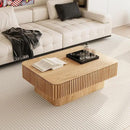 Lift Top Coffee Table with Storage, Solid Wood Coffee Table with Adjustable Height, Fluted Center Table Accent Tea Table for Living Room, Apartment, Office (38.6" Natuall) by CozyNest Decor