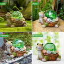 Solar Turtle Garden Statue Lights for Outdoor Decor with Cracked Glass LED Figurine Lighting Resin Succulent Tortoise Decorations Patio Lawn Yard Housewarming Mom Gifts by GreenHaven Gardens