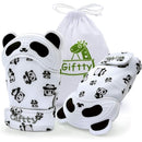 Giftty Baby Teething Mitten Panda Hand Teether Soothing Glove Wearable Teething Toy with Crinkle Sound, Multi Textured for Infants 3-12M (1 Pair) by TinyTreasures Baby Boutique