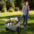 Simplay3 Easy Haul Durable Wheelbarrow with Garden Tool Storage Tray - Large Easy Turn Wheels - Gray - Made in USA by GreenHaven Gardens
