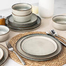 GBHOME Ceramic Dinnerware Sets for 8, 24 Pieces Stoneware Plates and Bowls Sets, Scratch Resistant Dishes, Dishwasher & Microwave Safe, Reactive Glaze-Green Wheat by CozyNest Decor
