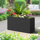 FENCY Metal Rectangular Planter Box, Large Planters for Outdoor Plants, Tall Planters for Outdoor Plants with Drainage Holes (32" L x 10" W x 16.3" H,Black) by GreenHaven Gardens
