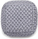 BIRDROCK HOME Square Pouf Ottoman | Cotton Braided Foot Stool with Bean Bag Filling | Boho Foot Rest for Living Room, Bedroom | Compact & Comfortable Seating, Lightweight & Sturdy | Grey by CozyNest Decor