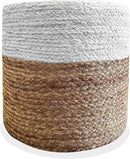 Jute Pouf Ottoman | Footrest Pouf | Hand Braided - Round Boho Pouffe - for Living Room, Bedroom, Nursery (16"x16"x16") Ivory by CozyNest Decor