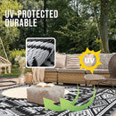 OLANLY Outdoor Rug Waterproof 5x8 ft, Reversible Outdoor Plastic Straw Rug, Boho Patio Rug, Indoor Outdoor Carpet, RV Mat Outside for Patio, Camp, Picnic, Balcony, Deck, Backyard, Black & White by GreenHaven Gardens