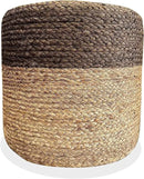Jute Pouf Ottoman | Footrest Pouf | Hand Braided - Round Boho Pouffe - for Living Room, Bedroom, Nursery (16"x16"x16") Grey by CozyNest Decor