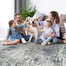 8x10 Area Rugs for Living Room Rug Washable: Modern Large Rug for Dining Room Bedroom Carpet Non Slip 8 by 10 Indoor Abstract Nursery Home Office Blue Grey by TinyTreasures Baby Boutique