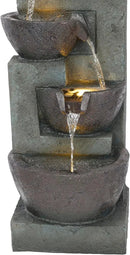 Alpine Corporation TZL390 Elegant Outdoor 5 Tier Bowls Waterfall Fountain with LED Lights for Garden, Patio, Yard, and Outdoor Spaces, Relaxing Cascading Fountain, 39" H, Gray by GreenHaven Gardens