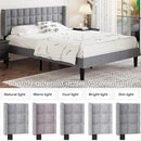 VECELO Headboard Queen Size, Linen Upholstered Headboards Only with Nailhead Trim Wingback, Square Stitched Design, Adjustable Height from 40" to 49.8", Light Grey by CozyNest Decor