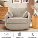 360° Swivel Accent Armchair Set of 2, 39.3" Oversized, Sherpa Boucle Fabric Sofa Chair with Removable Back & Arm Pillows, Swivel Chairs with Cozy Soft Padded, No Assembly Required, Camel by CozyNest Decor
