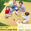 ZAZE Extra Large Picnic Blankets, 80''x80'' Washable Waterproof Foldable Oversized Compact Picnic Mat for Spring Summer Blanket Beach, Camping on Grass (Yellow and White) by TinyTreasures Baby Boutique