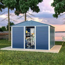 Metal Outdoor Storage Shed 10FT x 10FT, Steel Utility Tool Shed Storage House with Sliding Door, Metal Sheds Outdoor Storage for Backyard Garden Patio Lawn, Blue by GreenHaven Gardens
