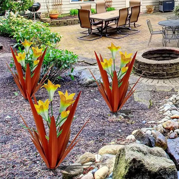 Homight Metal Agave Plant Outdoor Decoration Outdoor Garden Decoration Lily Mexican Yard Art Plant Garden Agave Lily Decorative Garden Gift… (2 Big Yellow Lilies), photo 2 of 7