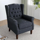 Lumibee High Back Accent Chair,Upholstered Wingback Armchair with Solid Wood Legs for Small Spaces,Comfy Single Sofa Chair for Living Room,Bedroom,Office-Black Blue by CozyNest Decor