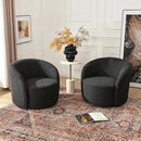 KINWELL 34" W Swivel Barrel Chair Set of 2, Mid Century Modern Round Upholstered Boucle Swivel Accent Chairs, No Assembly Sofa Chair for Living Room Bedroom Reading, Black by CozyNest Decor