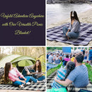 PortableAnd Picnic Blankets, 3 Layer Soft Fleece Blanket for Beach,Camping on Grass, Waterproof, Sandproof, Best Gift for Couple & Families, Black and Gray Checkered by TinyTreasures Baby Boutique