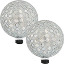 Sunnydaze 10-inch Gazing Ball for Garden - Crackled Glass Mosaic Gazing Globe for Outside - Mirrored Diamond Mosaic - 2-Pack by CozyNest Decor
