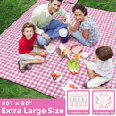 ZAZE Picnic Blanket Waterproof Sandproof, 80''x80'' 3-Layer Cute Compact Extra Large Machine Washable Foldable Beach Mat, Big XL Outdoor Blankets for Spring Summer Camping, Park, Grass(Pink and White) by TinyTreasures Baby Boutique