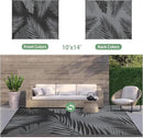 GENIMO Outdoor Rug 10' x 14' Waterproof for Patios Clearance, Reversible Outdoor Plastic Straw Camping Rug Carpet, Large Area Rugs Mats for RV, Camper, Deck, Balcony, Porch, Beach, Picnic, Black&Grey by CozyNest Decor
