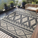 OLANLY Outdoor Rug Waterproof 8x10 ft, Reversible Outdoor Plastic Straw Rug, Boho Patio Rug, Indoor Outdoor Carpet, RV Mat Outside for Patio, Camp, Picnic, Balcony, Deck, Backyard, Black & Beige by GreenHaven Gardens
