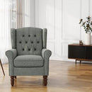 UIXE High Back Accent Chair, Fabric Upholstered Armchair for Living Room, Retro Wingback Arm Chair Comfy Single Sofa Bedroom Reading Seat with Solid Wooden Legs - Gray by CozyNest Decor
