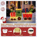 5FT Light-Up Christmas Train Decor with 170 LED Lights, 3D Pre-Lit Train Set with Gift Box and Christmas Tree for Xmas Decoration, Freestanding Glittered Holiday Display for Outdoor, Indoor by CozyNest Decor