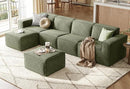 LINSY HOME Modular Sectional Sofa, 134" Boneless Couch U Shaped 4-Seat Sofa with 2 Movable Ottomans, Corduroy Sectional Cloud Couches for Living Room, No Assembly Required, Green by CozyNest Decor
