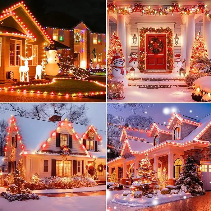 Brightown C9 LED Christmas String Lights, 66ft 100 LED Waterproof Strawberry String Lights, Plug-in Extendable Green Wire Lights String for Outdoor Outside Patio Party Decoration, Red and Warm White, photo 4 of 8