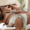 Monbix California King Comforter Set - 7 Pieces Cationic Dyeing Autumn Leaf Bed in a Bag Cal King Bed Sets with Comforter, Sheets, Pillowcases & Shams, Reversible Bedding Comforters Sets (108 * 92) by CozyNest Decor
