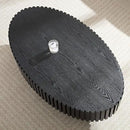 Oval Coffee Table for Living Room, Modern Fluted Coffee Tables with Pedestal Base, Handcrafted Centre Tea Tables Easy Assembly-43.7" Black by CozyNest Decor
