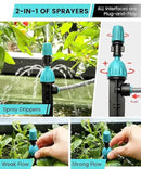 Automatic Drip Irrigation Kits with Y-Type Distribution Tubing, 14 Drip and Spray Integrated Nozzles, 33ft PE Main Tube, and 33ft PVC Branch Tubing for Garden, Patio, and Greenhouse by GreenHaven Gardens