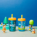 Zak Designs Bluey Kelso Tumbler Set, 15 fl.oz. Leak-Proof Screw-On Lid with Straw, Bundle for Kids Includes Plastic and Stainless Steel Cups with Bonus Sipper, 3pc Set, Non-BPA by TinyTreasures Baby Boutique