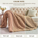 Carriediosa Chunky Knit Throw Blanket 60" X 80" Twin, 100% Hand Made Large Chenille Loop Yarn Soft Fluffy Throws for Couch Sofa Bed, Big Crochet Cozy Heavy Thick Cable Woven Blankets, Tan Brown by CozyNest Decor