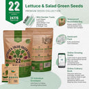 Organo Republic 22 Lettuce & Salad Greens Seeds Variety Pack 24,700+ Non-GMO Heirloom Lettuce Seeds for Indoor & Outdoor Garden, Hydroponics, Aerogarden - Arugula, Kale, Spinach, Swiss Chard, Lettuce by GreenHaven Gardens