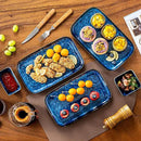 vancasso Stern Serving Platters Set of 4, 11 Inches Rectangular Ceramic Serving Plates, Blue Serving Trays for Entertaining by CozyNest Decor