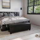 BELLEZE 47 Inch Storage Ottoman, Faux Leather Storage Bench Bedroom Bench with Safety Close Hinge, Ottoman with Storage for Living Room, Entryway, Hallway, Foot Rest, Support 300lbs - Black by CozyNest Decor