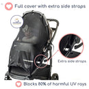 Stroller Sun Shade - Universal UV Protection Cover for Strollers Sunshade with See Through, Clip-On Sun Blocker, Sun Shield for Baby, Breathable Adjustable Fit, Full Coverage, XL Black by TinyTreasures Baby Boutique